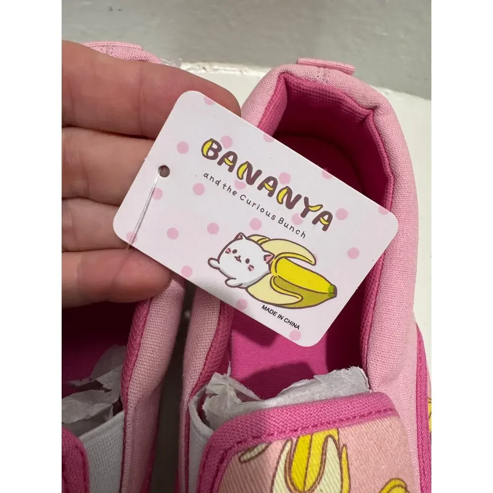 BANANYA FRIENDS Slip-on Sneakers NWT Pink Canvas Size US 10